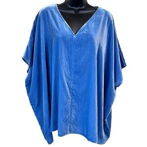 J. JILL Pure Jill Elements Blue Velvet Seamed Draped Top
